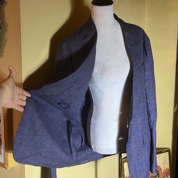 BONOBOS Size 44R Finest Italian Wool Suit Jacket Athletic Fit MARZOTTO MiniPlaid - Picture 4 of 16